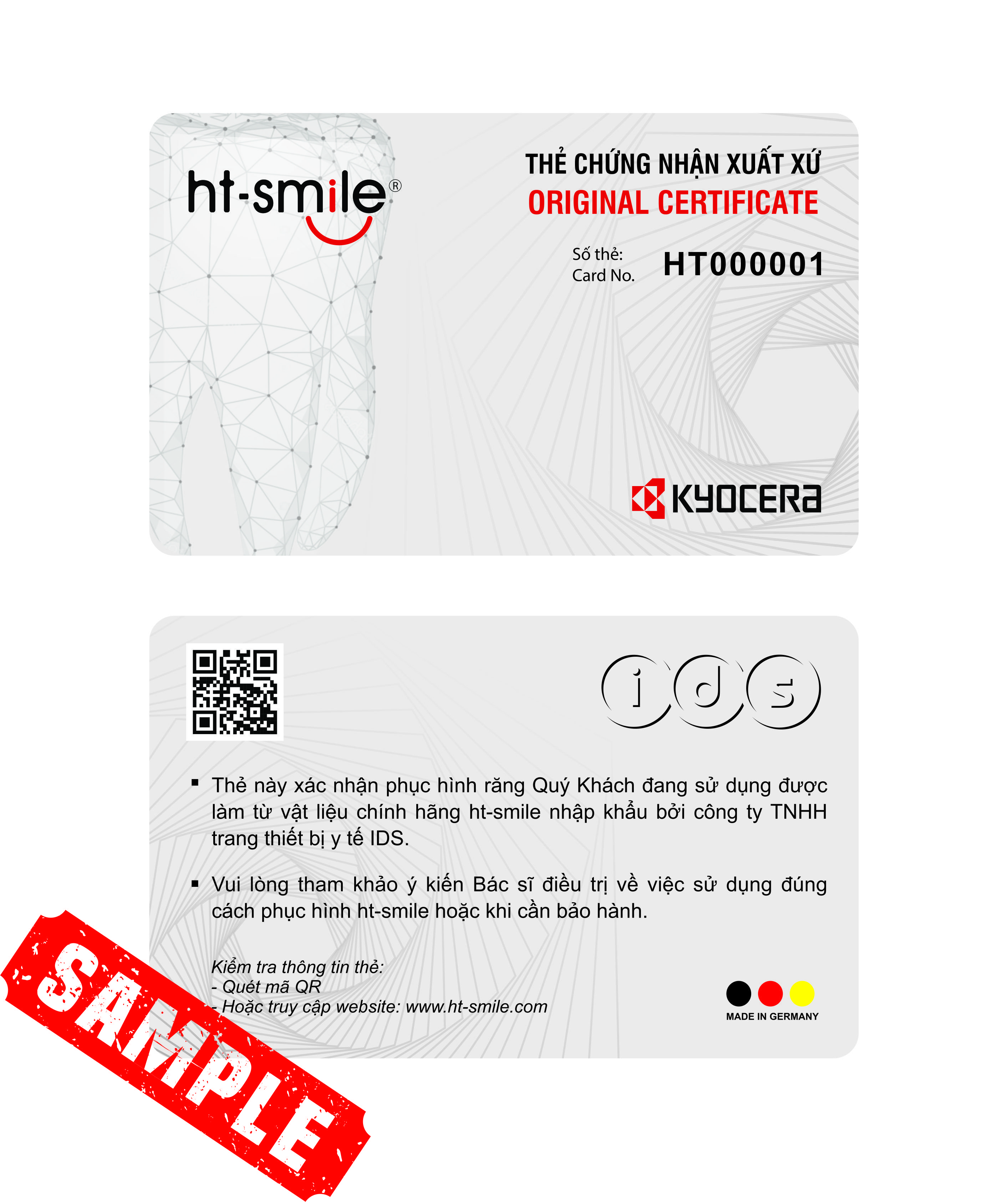 NOTICE OF CHANGE FOR CERTIFICATE OF ORIGIN